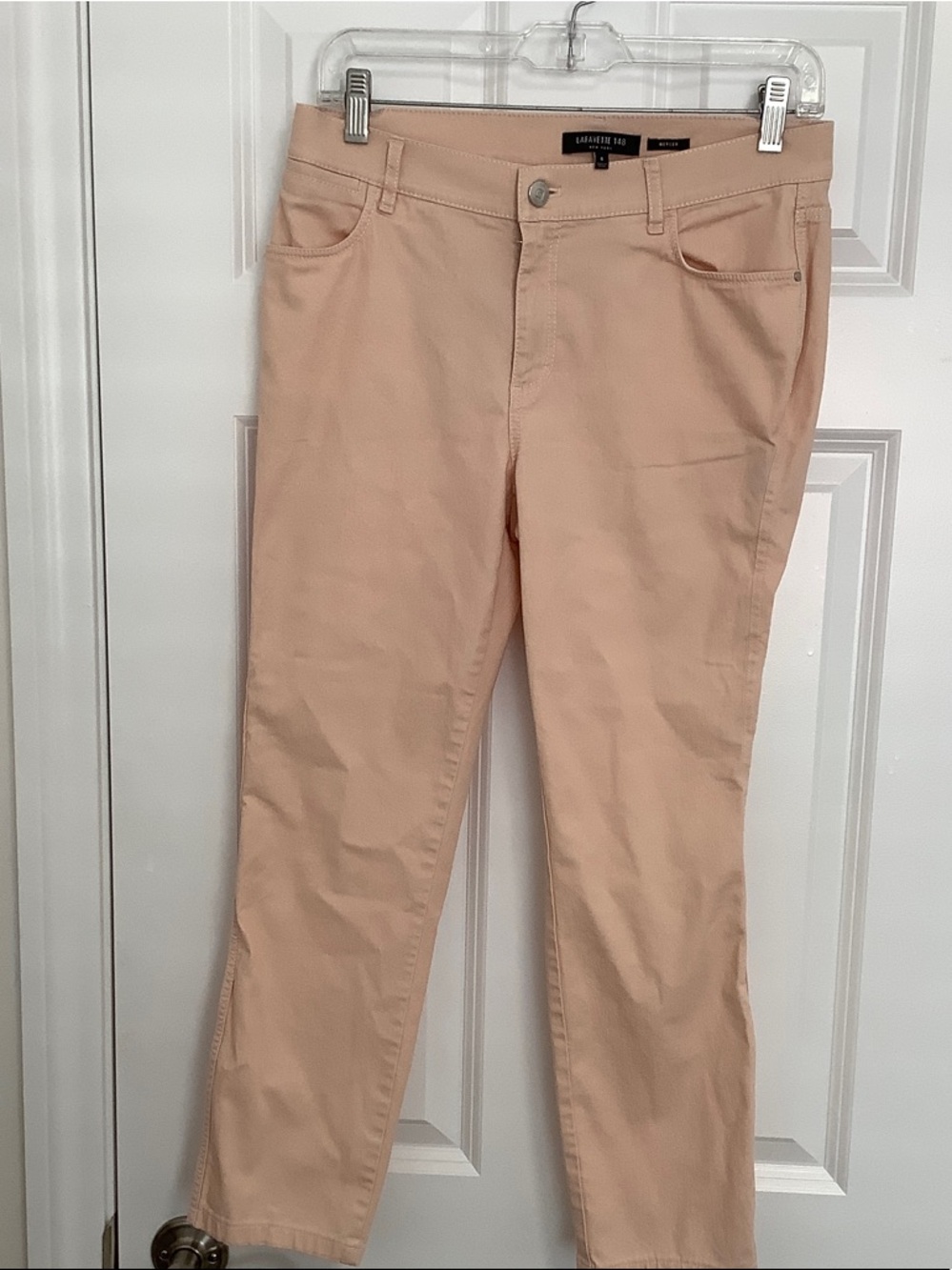 Lafayette 148 New York Light Blush Peach Straight-Leg Summer Jeans